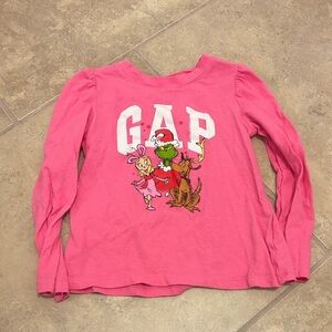 GAP Kids Pink Long Sleeve Tee with Festive Characters